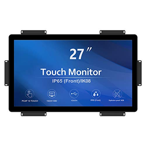 GreenTouch 27 インチ 10 ポイント PCAP オープン フレーム タッチ スクリーン LCD ディスプレイ モニター HDMI+VGA+DVI 1920x1080 ブラック GT-TM-2702C-CTW-HD