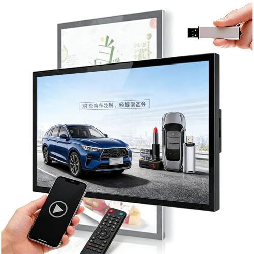 GLBMXDD LEDデジタル広告スクリーン、1080P IPS フルHDディスプレイ、ランドスケープ/ポートレート切り替え、ループ&スマートスプリットスクリーン、WiFi/USB/SDカード対応 レストラン小売用 18.5インチ 3fbu85-1046510