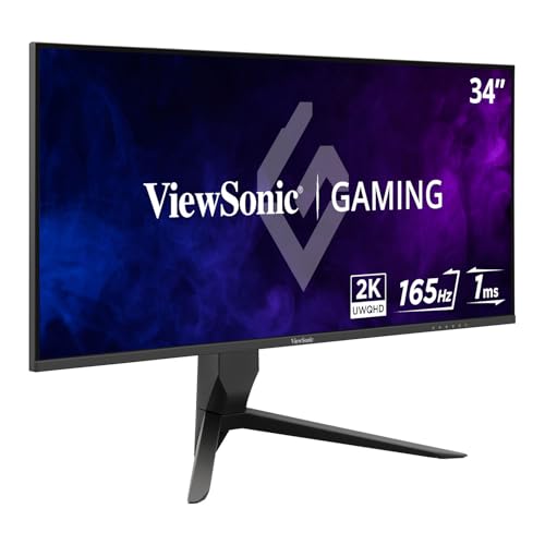 ViewSonic VX3418-2K 34インチ 21:9 1440p 1ms 165Hz ゲーミングモニター FreeSync Premium、アイケア、HDMI、DisplayPort、USB付き