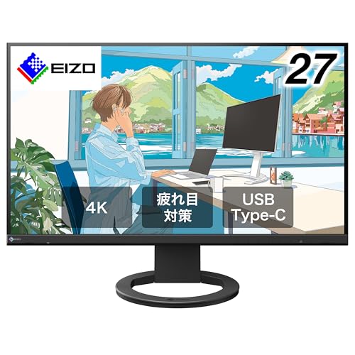 EIZO 疲れ目軽減モニター | FlexScan EV2740S-AMZBK | 27型4K・USB Type-C・ブラック
