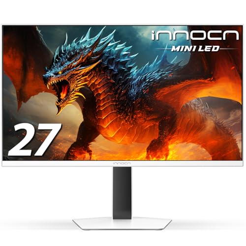 innocn 27インチ 2K QHD 2560 x 1440P 320Hzモニター ゲームコンソール対応 Mini-LED 精密調光モニター Mac用 HDR1000 1ms MPCS/ULL FPS、HDMI 2.1、DP、スピーカー、ピボット調整可能スタンド - GA27T1M 2760S PLUS