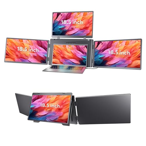 Acogedor 18.5インチポータブルラップトップスクリーンエクステンダー、178度の視野角を備えたFHD 1080P IPSトリプルモニター、12～18.5インチのラト Mac Android用 (米国プラグ) Acdopfhe0yrl-11