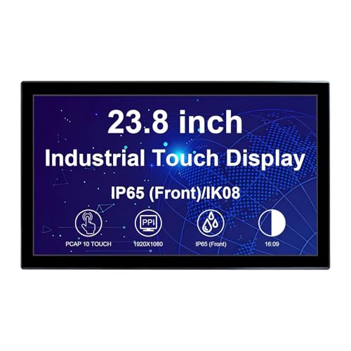 VSDISPLAY 23.8インチ 1920x1080 タッチスクリーンモニター 静電容量式 10ポイント タッチ オープンフレーム IPS LCDディスプレイ 防水 屋外 産業用モニター VS-238M-NBC3B02