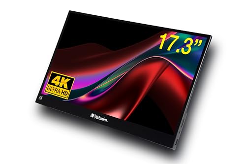 ‎バーベイタム Verbatim 17.3インチ 4K UHD IPS ポータブルタッチスクリーンモニター スピーカー付き