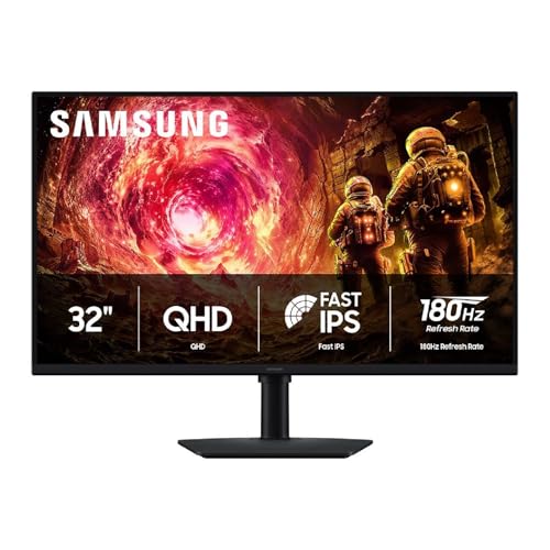 サムスン Samsung 32インチ Odyssey G5 G50F QHD解像度ゲーミングモニター 180Hzリフレッシュレート、高速IPSパネル、HDR10、NVIDIA G-Sync対応、1ms応答時間(GtG)、AMD FreeSync、調整可能スタンド、LS32FG502ENXZA