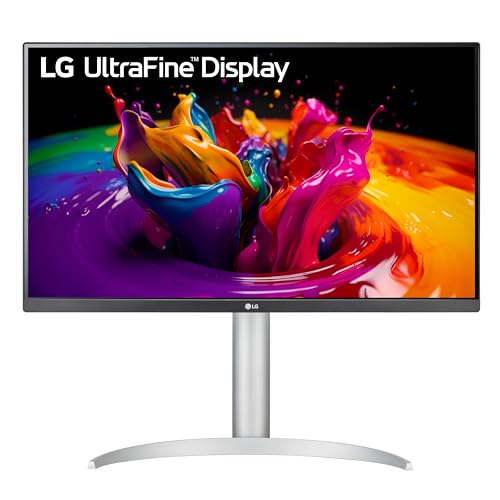 LGエレクトロニクス LG 27UP650-W モニター 27インチ UHD (3840 x 2160) IPS ディスプレイ、VESA DisplayHDR 400、DCI-P3 95%色域、3面実質的にボーダーレスディスプレイ、高さ/ピボット/チルト調整可能スタンド – シルバー 27UP650-W.AUM