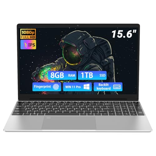 Breloom 15.6インチノートパソコン、N5100プロセッサー搭載ビジネスノートパソコン。8GB DDR4 1TB SSD。デュアルUSB 3.0、1920x1080 FHDディスプレイ、Wi-Fi 5、BT5.0、指紋/バックライトキーボード。
