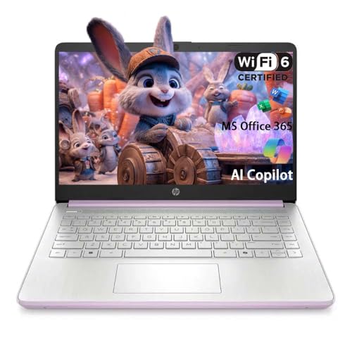 HP Stream 14 学生用ビジネスノートパソコン、Microsoft Office 365、Copilot AI、1TBクラウドストレージ、Intel N150プロセッサー(クアッドコア) 14-dq6000