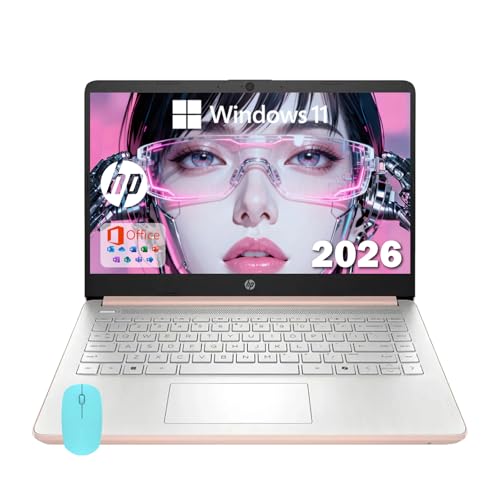 HP N150 16GB｜14インチ ノートパソコン 学生ビジネス、Microsoft 365、Copilot AI、IntelN150、16GB RAM、1.1TBストレージ (128GB UFS+1TBクラウドストレージ)、11時間の長いバッテリー寿命、ピンクのノートパソコン、Alpacatecアクセサリー