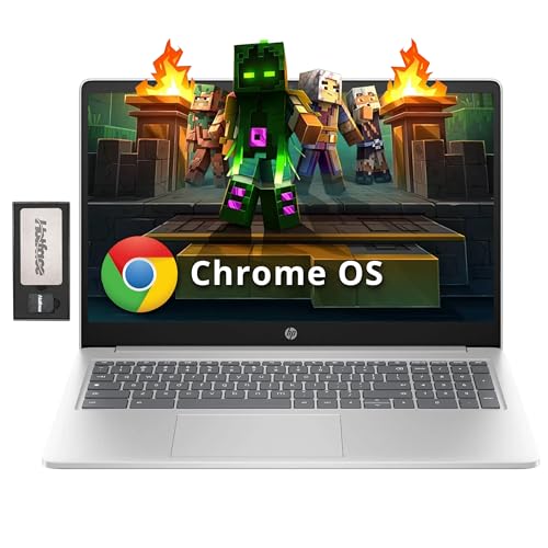 HP Intel Processor N200 8GB｜15.6インチ HD アンチグレア Chromebook ノートパソコン Intel Pentium N200 8GB LPDDR5 224GB ストレージ (64GB eMMC+160GB ドッキングステーションセット) Intel UHD Graphics NumPad 720p カメラ Wi-Fi 6 Chrome OS シルバー