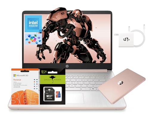 HP N150 4GB WIN11home｜14インチノートパソコン、IntelプロセッサーN150 (Beat i3) 4GB RAM 256GBストレージ (128GB UFS + 128GB SDカード) 1年間 Office 365 Copilot AI Win11 WiFi6 コンピューター 学生の勉強用 新学期用 GMアクセサリー付き