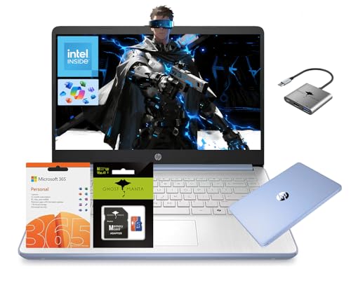 HP 14インチラップトップコンピューター、クアッドコア(Beat i3)、16GB RAM 384GBストレージ (128GB UFS+256GB SDカード)、Wi-Fi 6 Win11 ノートパソコン ビジネスおよび学生用 1年間のOffice 365 W/GMアクセサリー付き HP