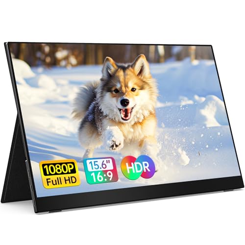 VILVA モバイルモニター 15.6インチ 1920x1080FHD グレアフリー IPS液晶パネル 100%広色域 モバイルディスプレイ 60Hz 超薄型、軽量、高輝度 マグネット式保護カバー USB Type-Cと標準HDMI ポータブルモニター スピーカー内蔵 ゲーミングモニター PC，Xbox，Switch，PS4，Mac，PS5など対応