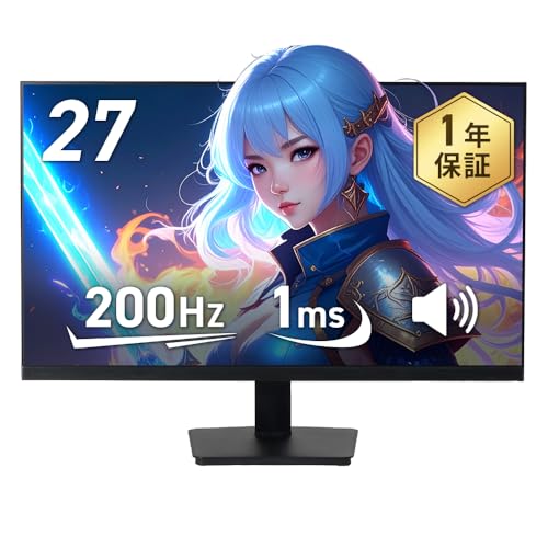 Smart Basic (スマートベーシック) ゲーミングモニター 27インチ 200Hz IPS ブルーライト軽減機能 オーバードライブ機能 スピーカー内蔵 ブラック G27F4FK