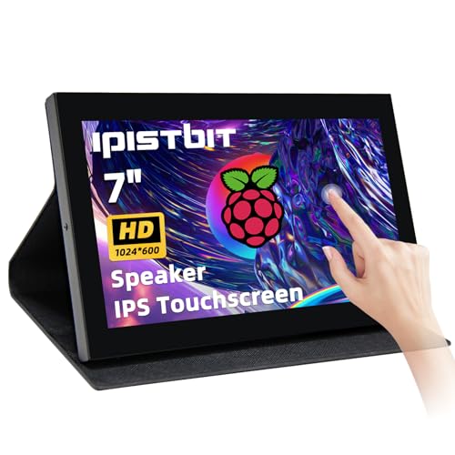 iPistBit 7インチポータブルモニター、1024x600 HDMI Raspberry Piスクリーン、デュアルスピーカーIPS LCDディスプレイミニモニター ノートパソコン Xbox PS3 Raspberry Pi 5 4B 3B+用 MPI79-1