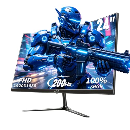 ZZA 24インチ FHD 1080P 200Hz|144Hz 湾曲ゲーミングモニター 1ms MPRT VAパネル 2800R曲率 AMD FreeSync 超薄型ベゼル eスポーツ/PS5/XboxシリーズX/S、PC、VESAマウント用 Z24B