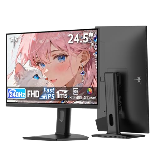 KTC 24.5インチ FHD(1920*1080) 240Hz ゲーミングモニター FAST IPS 1ms HDR400対応 ΔE<2 sRGB 114% コントラスト比1000:1 400cd/m² Adaptive Sync 前後チル・高さ調整・ピボット回転 工具不要 アイケア HDMI2.0*2 DP1.4*1 USB2.0 VESA対応 三年保証付き KTCモニターH25T7-3