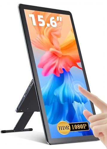 EVICIV モバイルモニター タッチパネル 15.6インチ モバイルディスプレイ タッチ 一体自立式 ポータブル ゲームモニター フルHD IPSパネル 軽量 薄型 収納式スタンド スピーカー内蔵 1920x1080 FHD PS4/ XBOX/Switch/PC/Macなど対応 在宅勤務 サブモニター