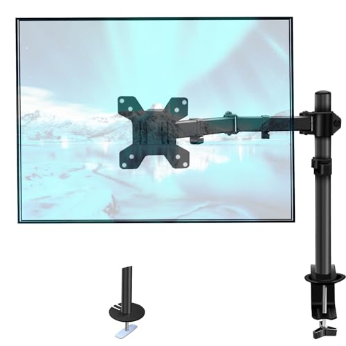 FOBELEC PC モニターアーム シングルアーム 17～27インチ対応 多軸液晶ディスプレイ アーム 耐荷重2-9kg VESA 75*75/100*100mm 多角度調節 ケーブル収納 グロメット式＆クランプ式(ブラック) Monitor Stand Upright 1arm