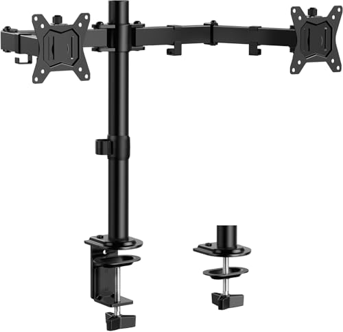 ErGear モニターアーム 13-32インチ デュアル 耐荷重8kg ポール式 2画面 PC ディスプレイアーム VESA規格75*75mm 100*100mm 多角度調節 配線収納 EGCM1