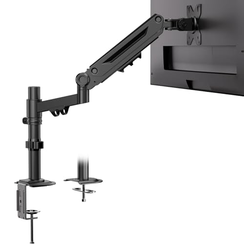 WORLDLIFT PC モニターアーム シングル 17-40インチ対応 液晶ディスプレイアーム 1画面 耐荷重2～12kg ケーブル収納 360度回転 グロメット式&クランプ式 VESA 75x75/100x100mm 10-T01