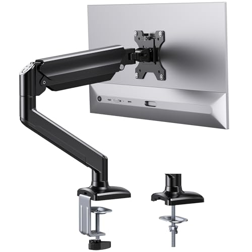 Huanuo モニターアーム 13-34インチ対応 耐荷重10kg ガススプリング式 ディスプレイアーム VESA 75x75mm 100x100mm対応 シングル PCアーム クランプ式 グロメット式 多角度調節 配線収納