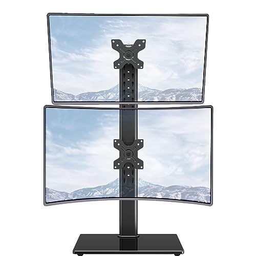 MOUNTUP モニターアーム 上下2画面 PCモニタースタンド 置き型 デュアルディスプレイ 32インチまで 縦並び 耐荷重各15kg 自立式 アーム抜き 高さ調整 VESA75mm 100mm 上下左右可動 回転可能 MU1006-07