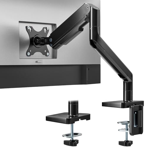 ACCURTEK モニターアーム 45インチまで対応 耐荷重16kg ガススプリング式 シングル液晶PCディスプレイアーム フルモーション多角度調節 クランプ式・グロメット式 省スペース VESA 75/100mm対応 AC60-12B