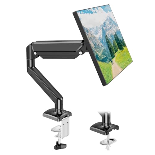 EUREKA ERGONOMIC EUREKA (ユーレカ) 人間工学 シングルモニターデスクマウント 調節可能なガススプリングモニターアーム LCD PC画面用 13~32インチ 最大18ポンド コンピューターモニタースタンド W Cクランプ&グロメットベース VESA 75x75mm 100x100mm ブラック