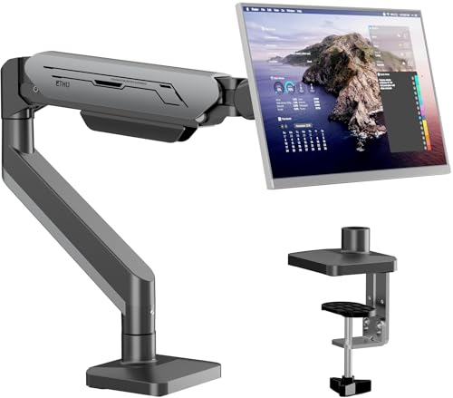 ACCURTEK ETHU ガススプリング モニターアーム PCモニターマウント 17-38インチ対応 耐荷重2-12kg VESA75/100 フルモーション クランプ/グロメット取付対応 オフィス 在宅ワーク用 ガンメタルグレー ET12K-S1WB-SBT