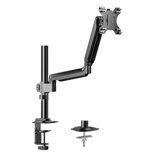 Lixno 【2025革新モデル・より高さ】 PC モニターアーム 【13-32インチ対応 耐荷重：2～9kg 】シングル VESA 75×75mm/100×100mm ガススプリング式 グロメット&クランプ式 多角度調節可能 アームモニター ディスプレイアーム 1画面 ケーブル管理 (63.5cm)