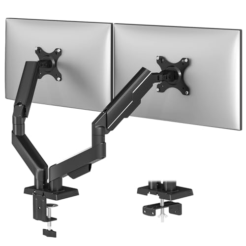 Rfiver PCモニターアーム ディスプレイ アーム 17-35インチ対応 耐荷重2-10kg モニター アーム VESA 75*75/100*100 多角度調節 グロメット式＆クランプ式 家用 会社用 (デュアルアーム)