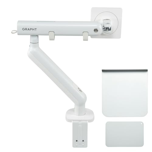 GRAPHT モニターアーム 補強プレートセット 34インチ対応 3年保証 耐荷重2-9kg スタイリッシュモデル ホワイト