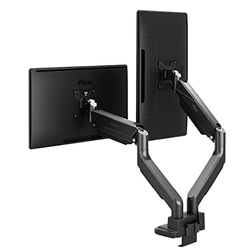 Pixio PS2D モニターアーム デュアル 黒 ブラック 17-35インチ対応 耐荷重1-15kg クランプ グロメット 2画面