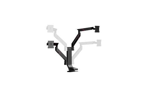 Secretlab MAGNUS モニターアーム (サイズ：シングル・デュアル・ヘビーデューティー｜カラー展開：ブラック・ホワイト) ガススプリング式 MAGNUSデスク専用 VESAマウント クランプ式 (黑, Vertical Monitor Stand Bundle)