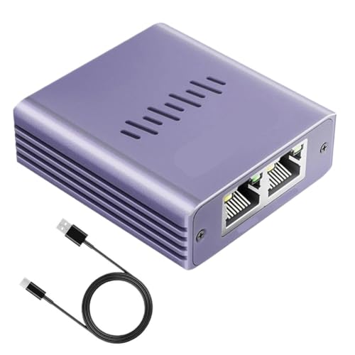 LOQPRVV Hongpan ギガビット イーサネット スプリッター 1 から 2/3/4 ギガビット RJ45 LAN ネットワーク拡張 1000Mbps インターネット ケーブル スプリッター タイプ C 電源コード付き(1 to 2) XDH06