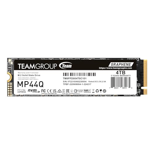 TEAMGROUP M.2 2280 NVMe 4TB｜TEAMGROUP MP44Q SLC キャッシュ Gen 4x4 ノートパソコン & デスクトップ & NUC & NAS 読み取り TM8FFD004T0C101