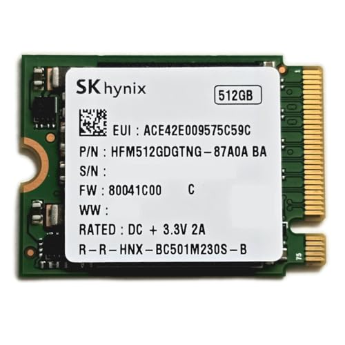 SK Hynix M.2 2230 NVMe 512GB｜SKhynix BC501 Gen3 x4 HFM512GDGTNG-87A0A (FW 80041C00) Steam Deck Surface Laptop Surface Book Surface Pro Dell HP Lenovo Ultrabook IoT用