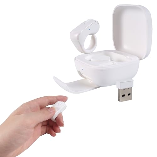リングマウス Bluetooth/2.4G接続 タッチパッド付き 指マウス 指輪設計 充電式 充電ケース付き YouTube/Tiktok/lnstagram/E-book 36g超軽量 ページめくり/自撮り/ビデオ/プレゼンテーション iOS/macOS/Android/Microsoft ユーザー向け (ホワイト)