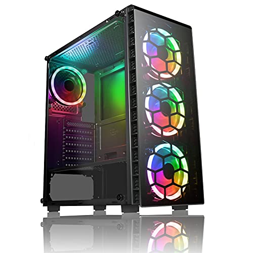 CiT (Multi Colored) - CiT Raider PC Gaming Case, Mid-Tower ATX, Halo Dual - Ring Spectrum Fans, RGB, PCB Hub w/ Aura Connect