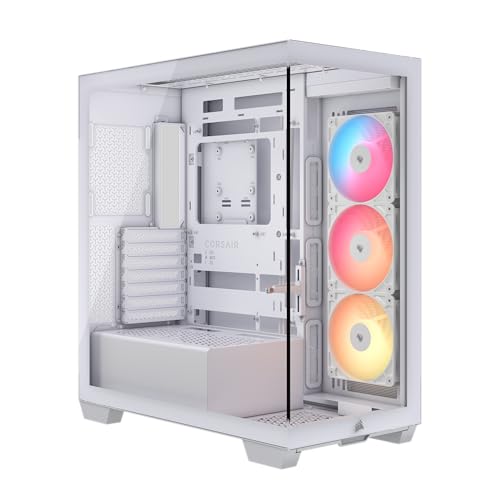 CORSAIR 3500X RS-R ARGB ミドルタワーピラーレス – RS120-R ARGBファン3基搭載 – GPUサポートアーム（たわみ防止）– 強化ガラスパネル – 最大10基の120mmファン対応 – 逆配線対応マザーボード互換 – ホワイ CC-9011323-WW