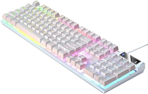 GeRRiT PCゲームオフィス用のゲーミングキーボードUSBバックライト付き, 白い 1L5B-1UL8WV-260508