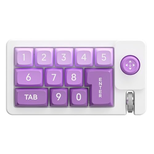 Jopsavm ジョイスティック制御とマクロカスタマイズを備えたプロフェッショナルメカニカルゲーミングキーボードカスタマイズ可能なキーパッド12キー 熱抜插/ホットスワップ RGBバックライト (パープル)