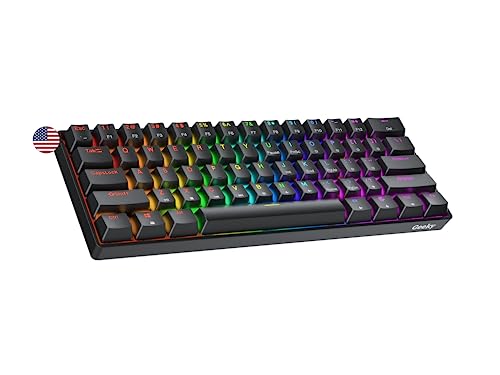 Geeky GK61 60% | ホットスワップ可能なメカニカルゲーミングキーボード | 61キー マルチカラー RGB LEDバックライト PC/Macゲーマー用 | ANSI US American Layout (ブラック、メカニカルスピードイエロー) GK61 60% US Layout-Mechanical