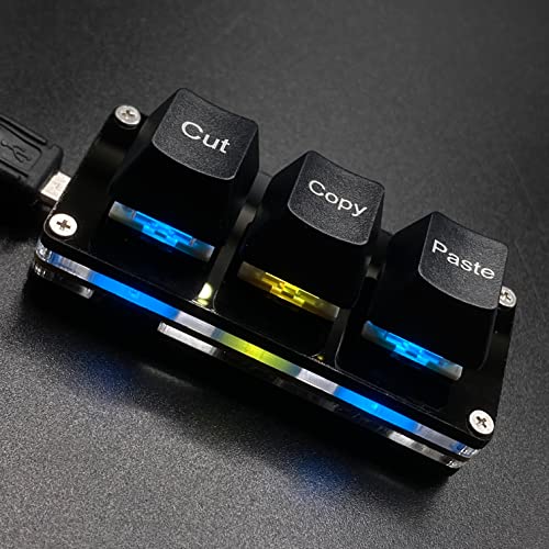 CHJUAN ミニ 3キーカット コピーペースト キーボード Ctrl X C V ショートカット 片手キーボード RGB マクロパッド ゲーミング メカニカル キーボード OSUキーパッド プログラマブル キーボード 仕事やゲーム用 (ブラック) 5ghb2