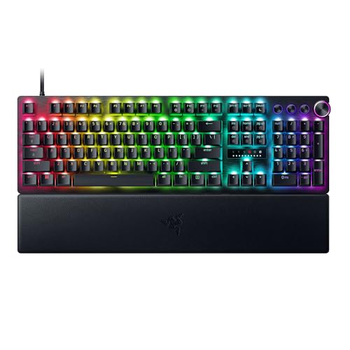 Razer Huntsman V3 Pro esportsゲーミングキーボード:アナログオプティカルスイッチ-Razerスナップタップ-ラピッドトリガー-調整可能な作動-メディアキー&ダイヤル-ダブルショットPBTキーキャップ-リストレスト-ブラック RZ03-04970200-R3U1