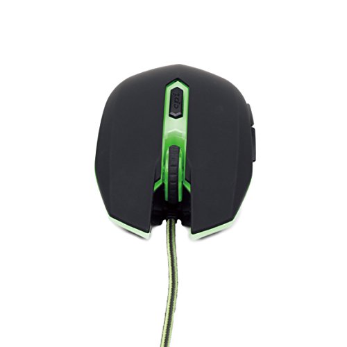 Gembird ゲーム用光学マウス 2400 DPI 6ボタン、USB、ブラックとグリーンのバックライト。 MUSG-001-G
