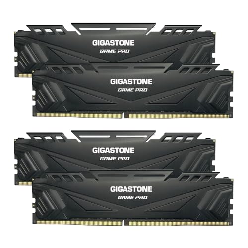 Gigastone 【発光型 DDR4】GIGASTONE Game TURBO 16GBx4枚 (64GB Kit) DDR4 3200MHz PC4-25600 CL 16-18-18-40 Intel XMP 2.0 AMD Ryzen 1.35V UDIMM 288 ピン アンバッファー 非 ECC ゲーミング デスクトップ メモリ モジュール - ブラック