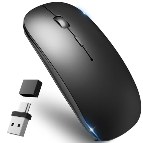 BUODCO 【業界先端 Type-C＆USB-A対応】 マウス 無線 Bluetooth type-c口接続 ワイヤレスマウス 静音 超薄型 小型 高感度 ブルートゥース 2.4GHz 3段階dpi切替 省電力 高耐久性 TELEC認証取得済み Mac/Windows/PC/Macbook/ipad/タブレット/iPhone/Android/スマホ対応 (Type-c/ブラック) Q9