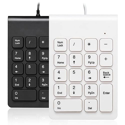 Wshelkgc helkgc ミニUSB有線数値キーパッドテンキー、18キーデジタルキーボード、会計テラーラップトップ、Windo Android、ノートブック、タブレット、PC（ホワイト）